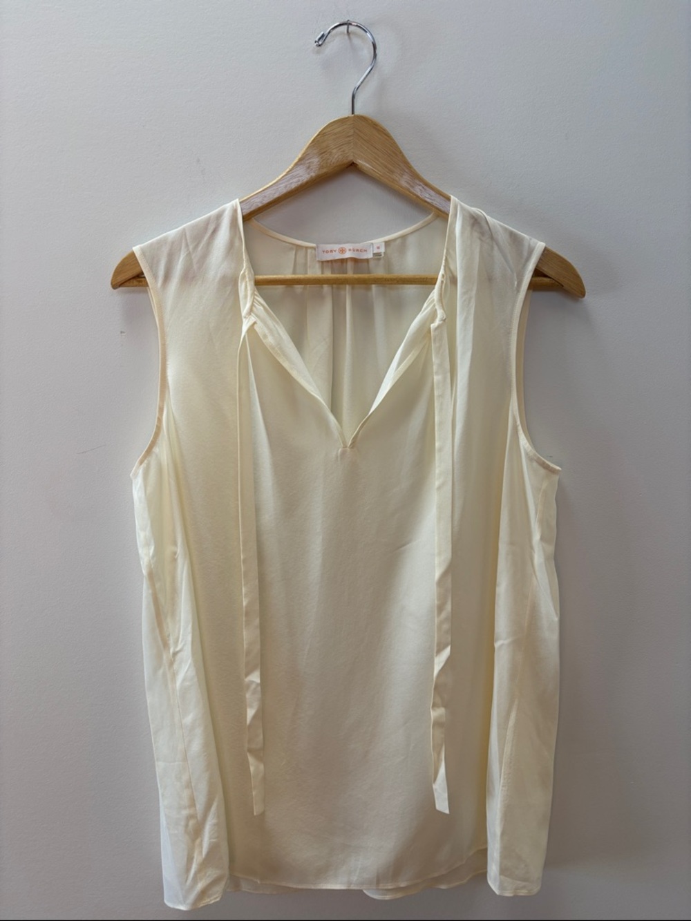 Tory Burch Cream Tie-Neck Sleeveless Camisole